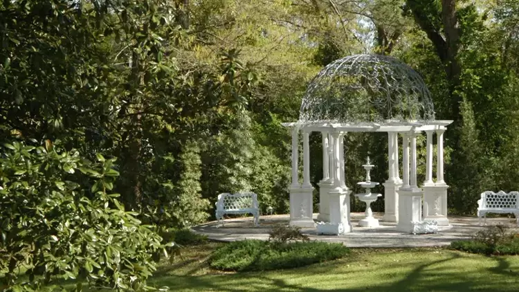 You finally arrive at the center of the garden, where there is an ancient gazebo and a circular fountain. You would first: