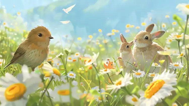 As you explore the garden, a cute little animal (like a squirrel or rabbit) suddenly appears in front of you. You would: